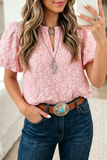 Pink Floral Puff Sleeve Blouse