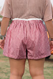 Red Plaid Print Plus Size Shorts
