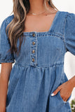 Square Neck Denim Mini Dress