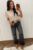 Pink Floral Puff Sleeve Blouse