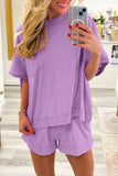 Raw Edge Oversized Top and Shorts Set