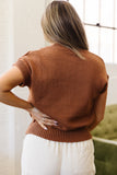 Chestnut Western Horseshoe Pattern Short Sleeve Knit Sweater