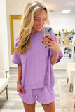 Raw Edge Oversized Top and Shorts Set