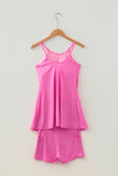 Pink Tunic Tank Dress Athletic Shorts Two Piece Set