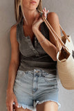 Grey Distressed Ribbed Mineral Wash Tank Top