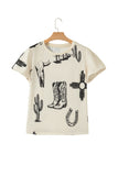 Retro Western Print T Shirt