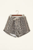Leopard Drawstring Denim Shorts