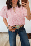 Pink Floral Puff Sleeve Blouse