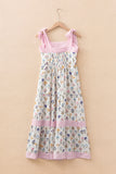 Floral Print Knot Straps Maxi Dress