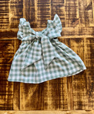 Sage gingham infant dress