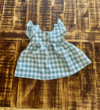 Sage gingham infant dress