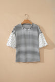 Black Stripe Puff Sleeve Top