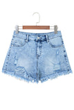 Distressed Acid Wash Denim Shorts