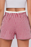 Red Plaid Print Plus Size Shorts