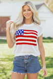 White Flag Short Sleeve Sweater