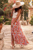 Bohemian Print Maxi Skirt with Split