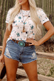Cactus Print Crew Neck Top