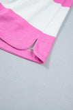 Rose Stripe Colorblock Trim Polo Tee Drawstring Mini Skirt 2pcs Set