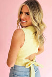 Yellow Cream Cropped  Sweater Tank