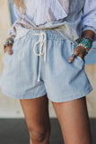 Drawstring Waist Denim Shorts