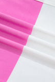 Rose Stripe Colorblock Trim Polo Tee Drawstring Mini Skirt 2pcs Set
