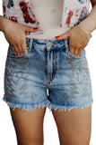Boot stitch Embroidery Stud Denim Short