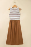 Chestnut Striped Sleeveless Long Dress