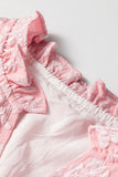 Pink Floral Puff Sleeve Blouse