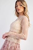 Jet Stream floral Mesh Long Sleeve Top