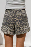 Leopard Drawstring Denim Shorts
