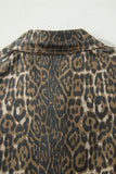 Leopard Print Short Sleeve Denim Mini Dress