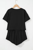 Black 2pcs Cropped Tee and Ruffle High Waist Skort Set