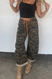Camouflage Retro Grommet Loose Jeans