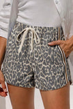 Leopard Drawstring Denim Shorts