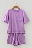 Raw Edge Oversized Top and Shorts Set