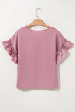Satin Ruffle Sleeve Top