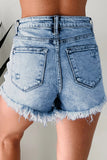 Distressed Acid Wash Denim Shorts