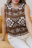 Southwestern Button Square Neck Sweater Vest