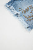 Boot stitch Embroidery Stud Denim Short
