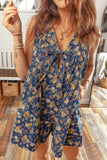Floral Print Loose Denim Romper