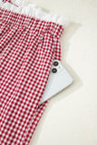 Red Plaid Print Plus Size Shorts