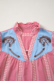 Pony Embroidered Puff Sleeve Blouse - Red