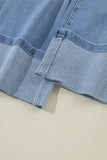 High Rise Asymmetric Ripped Jeans