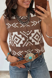 Southwestern Button Square Neck Sweater Vest