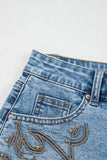 Boot stitch Embroidery Stud Denim Short