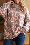Camouflage mock neck Pullover Sweatshirt