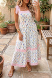 Floral Print Knot Straps Maxi Dress