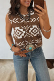Southwestern Button Square Neck Sweater Vest