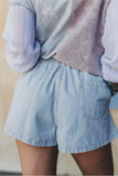 Drawstring Waist Denim Shorts
