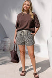 Leopard Drawstring Denim Shorts